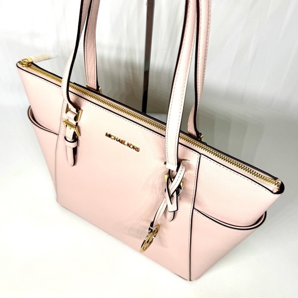 Michael Kors Charlotte Large Leather Top-Zip Tote Bag - Powder Blush - Picture 6 of 10